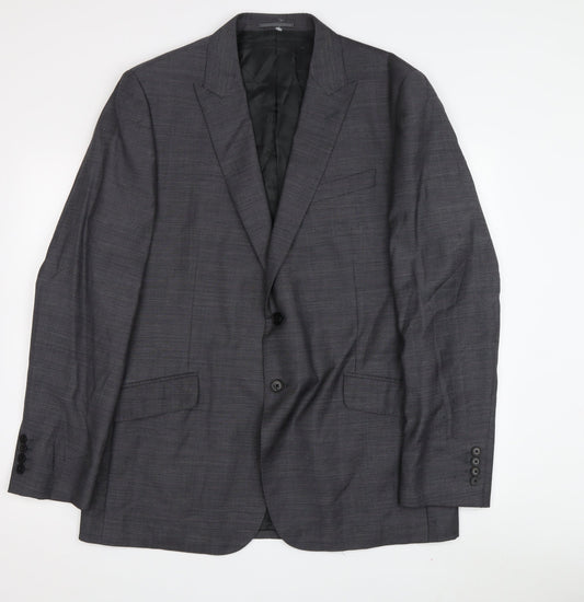 Jaeger Men's Grey Wool Blazer - Size 44R Regular Fit