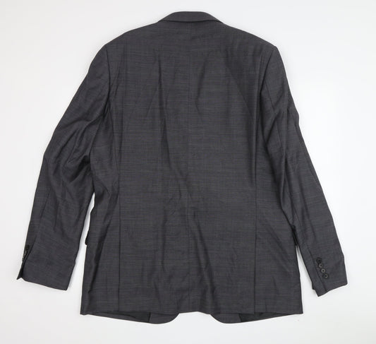 Jaeger Men's Grey Wool Blazer - Size 44R Regular Fit
