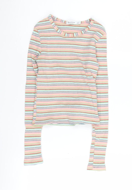 Womens UK Size XS Stradivarius Multicoloured Cotton Blend T-Shirt
