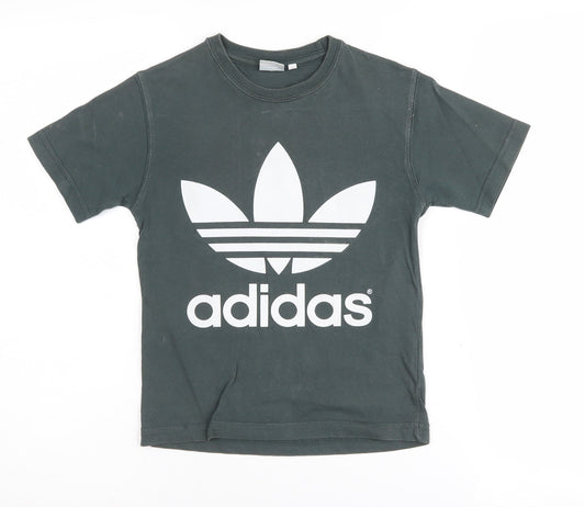 Adidas Boys Black Medium Graphic Print T-Shirt