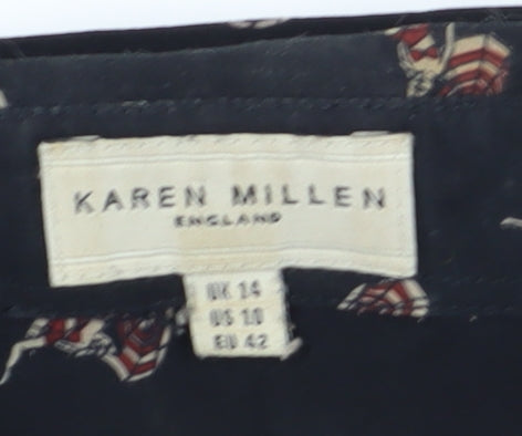 Karen Millen Women's Black Floral Button-Up Shirt, Size 14