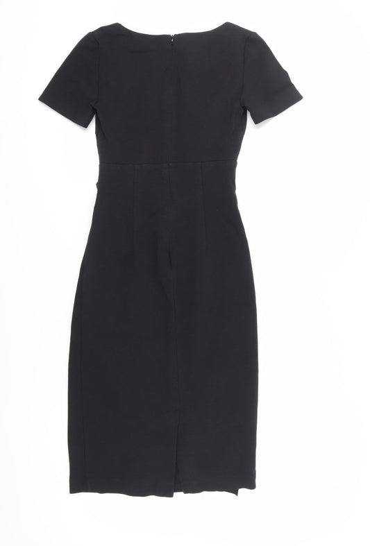 Boden Women's Black Sheath Dress Size 2 V-Neck Midi