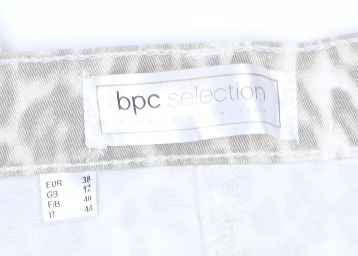 bpc Selection Women's Beige Animal Print Cropped Jeans Size 12