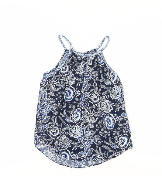 Gap Women's Blue Floral Halter Tank Top 2XS