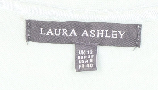 Laura Ashley Women's Green Crochet V-Neck Top Size 12