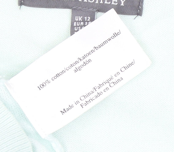 Laura Ashley Women's Green Crochet V-Neck Top Size 12