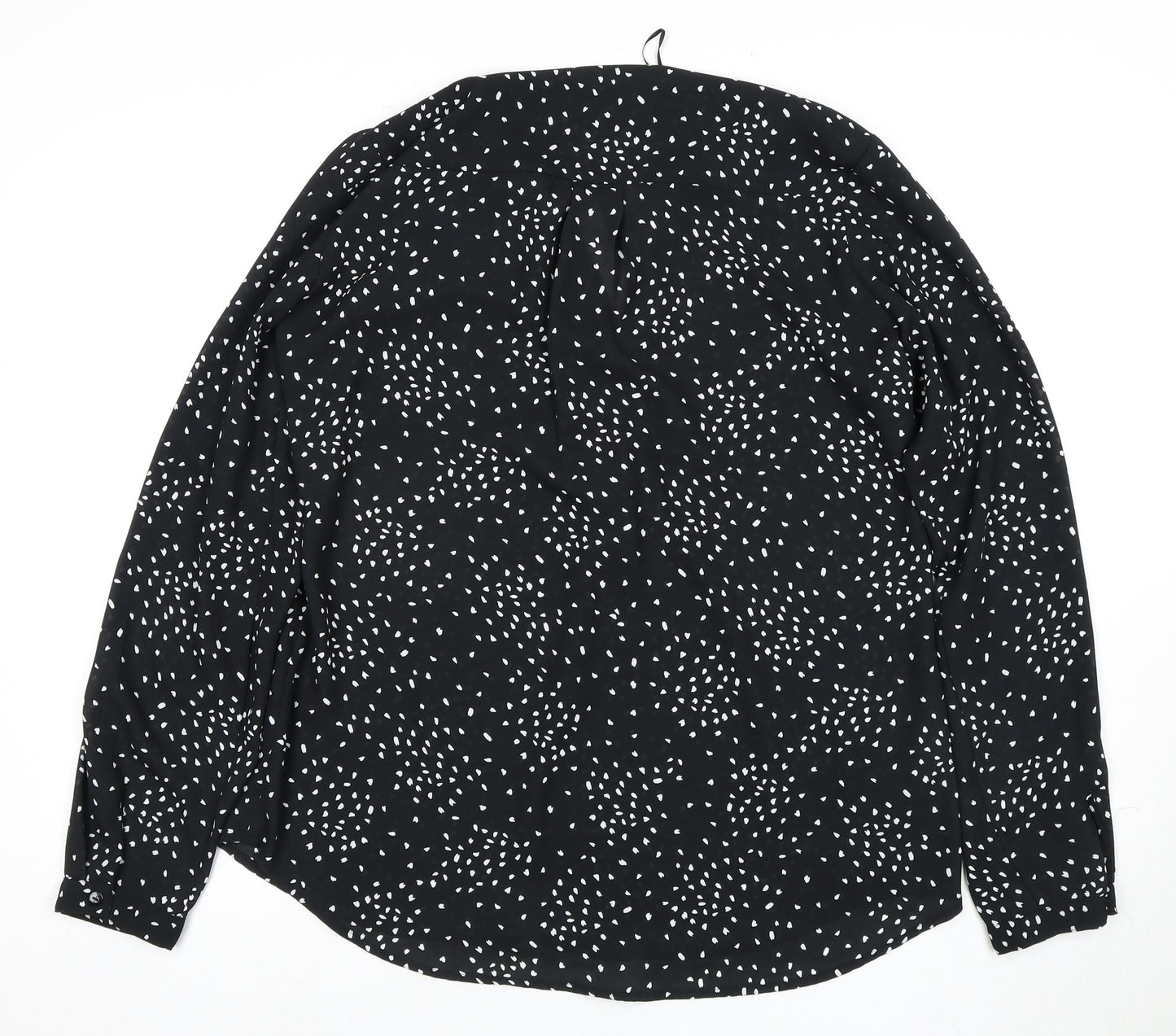 Long Tall Sally Women's Black Print V-Neck Blouse Size 14