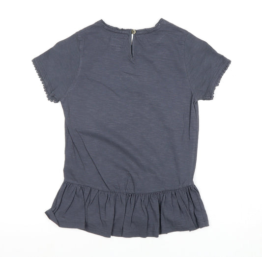 Massimo Dutti Girls Grey Short Sleeve Top 9-10 Years