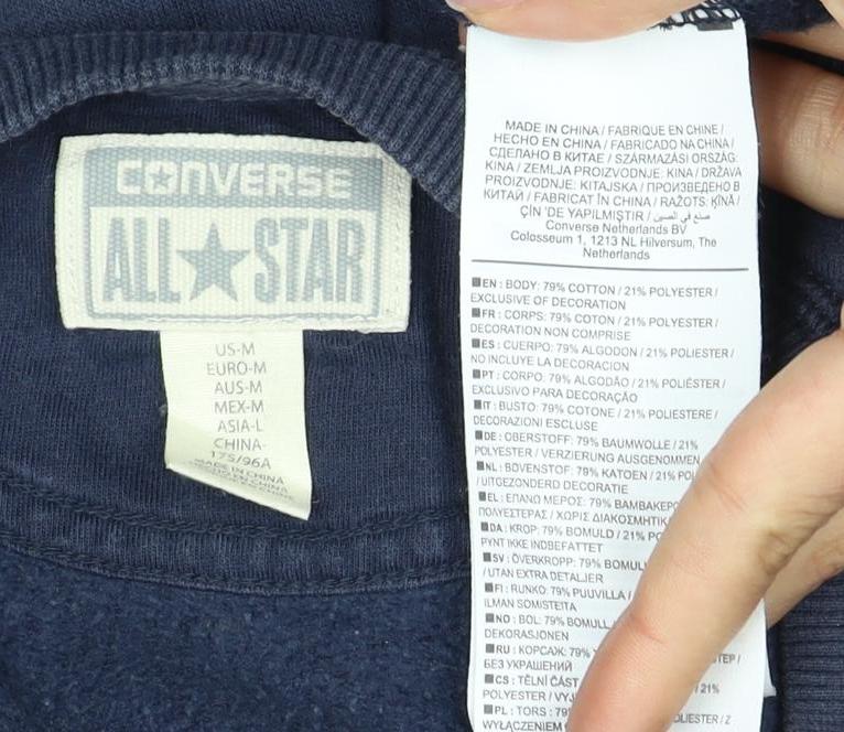 Converse Men's Blue Crew Neck Logo Sweatshirt M