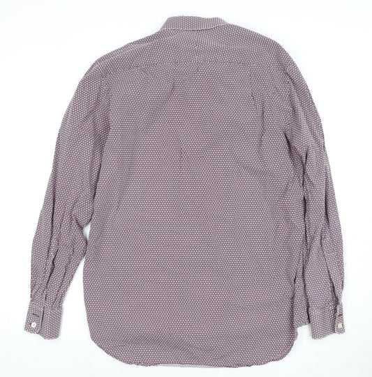 Charles Tyrwhitt Men's Purple Geometric Dress Shirt L