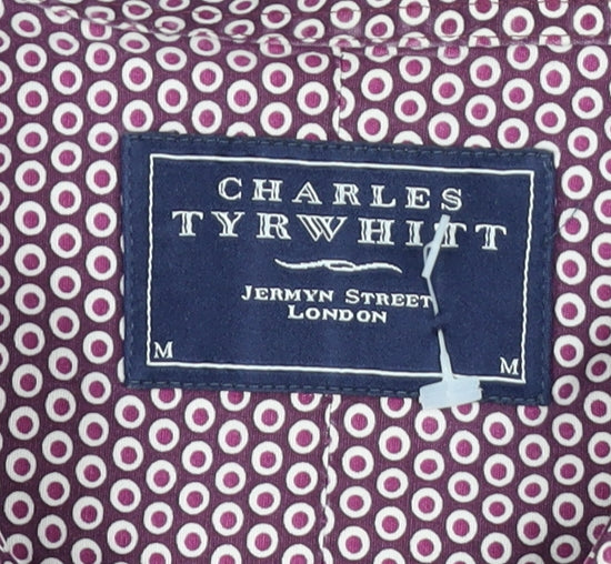 Charles Tyrwhitt Men's Purple Geometric Dress Shirt L