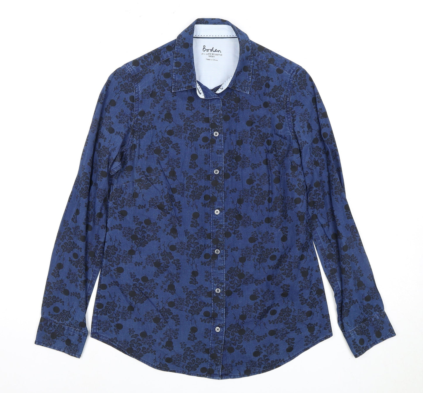 Boden Men's Blue Floral Cotton Dress Shirt Size 6