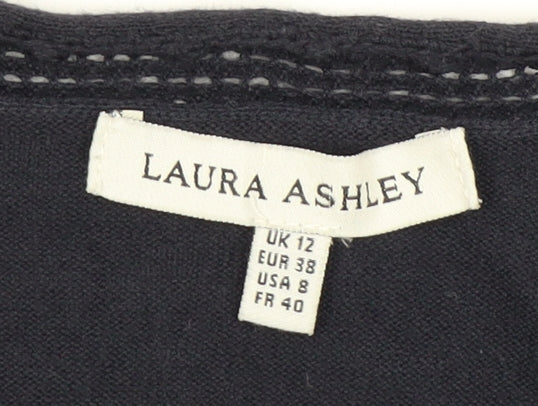 Laura Ashley Women's Black Crop Blouse, Size 12