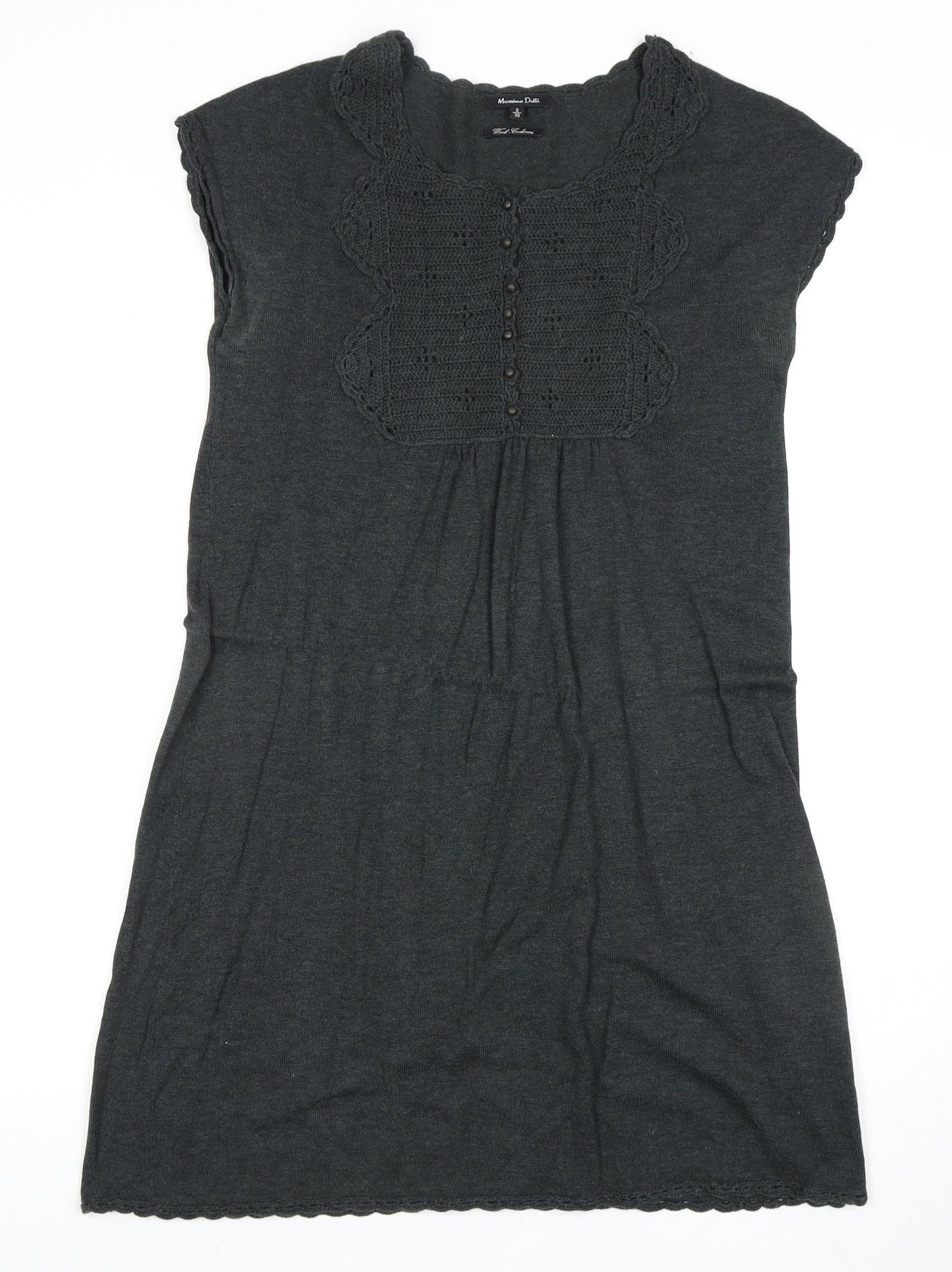 Massimo Dutti Women's Grey Knit Dress Size S