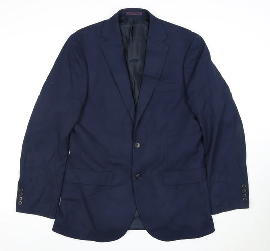 Moss Esq Men's Blue Blazer 48 Regular Single-Breasted
