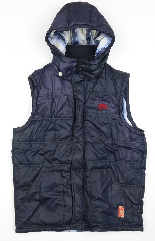 Tokyo Laundry Men's Blue Hooded Puffer Jacket S