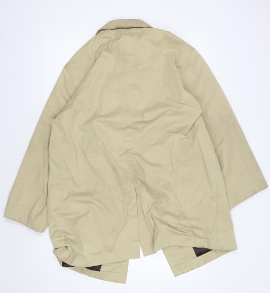 BUSH Men's Beige Overcoat, XL, Collared, Casual Style