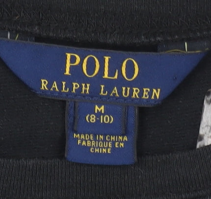 Brand and care label for Polo Ralph Lauren girls’ black pullover sweater m plaid accents