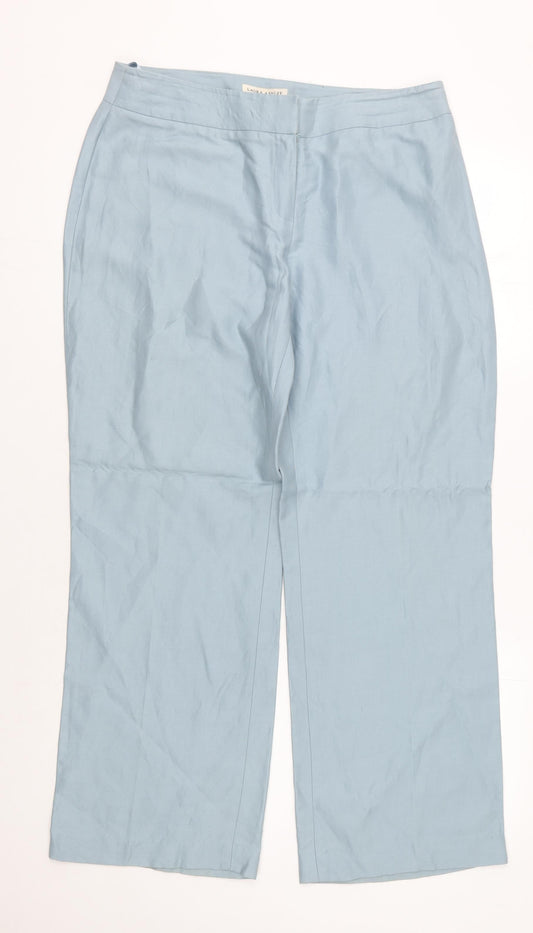 Laura Ashley Women's Blue Straight Trousers Size 14