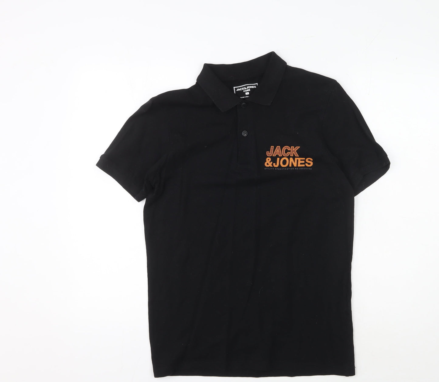 Jack & Jones Men's Black Polo Shirt S Short Sleeve Logo