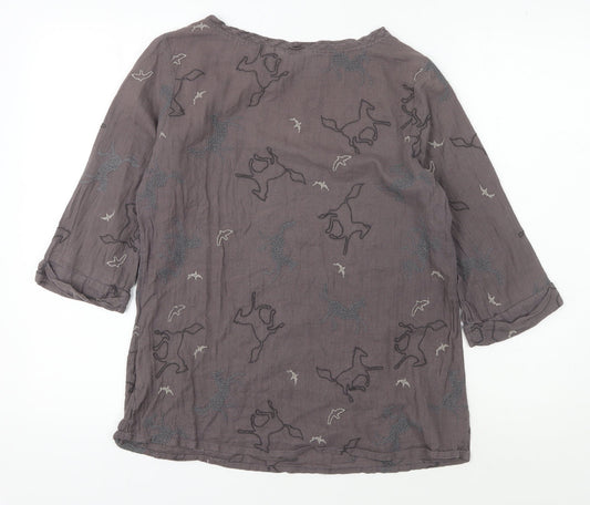 Womens UK Size 12 White Stuff Grey Cotton Blend Blouse