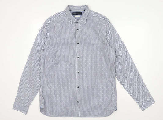 Jack & Jones Men's Blue Striped Long Sleeve Shirt XL