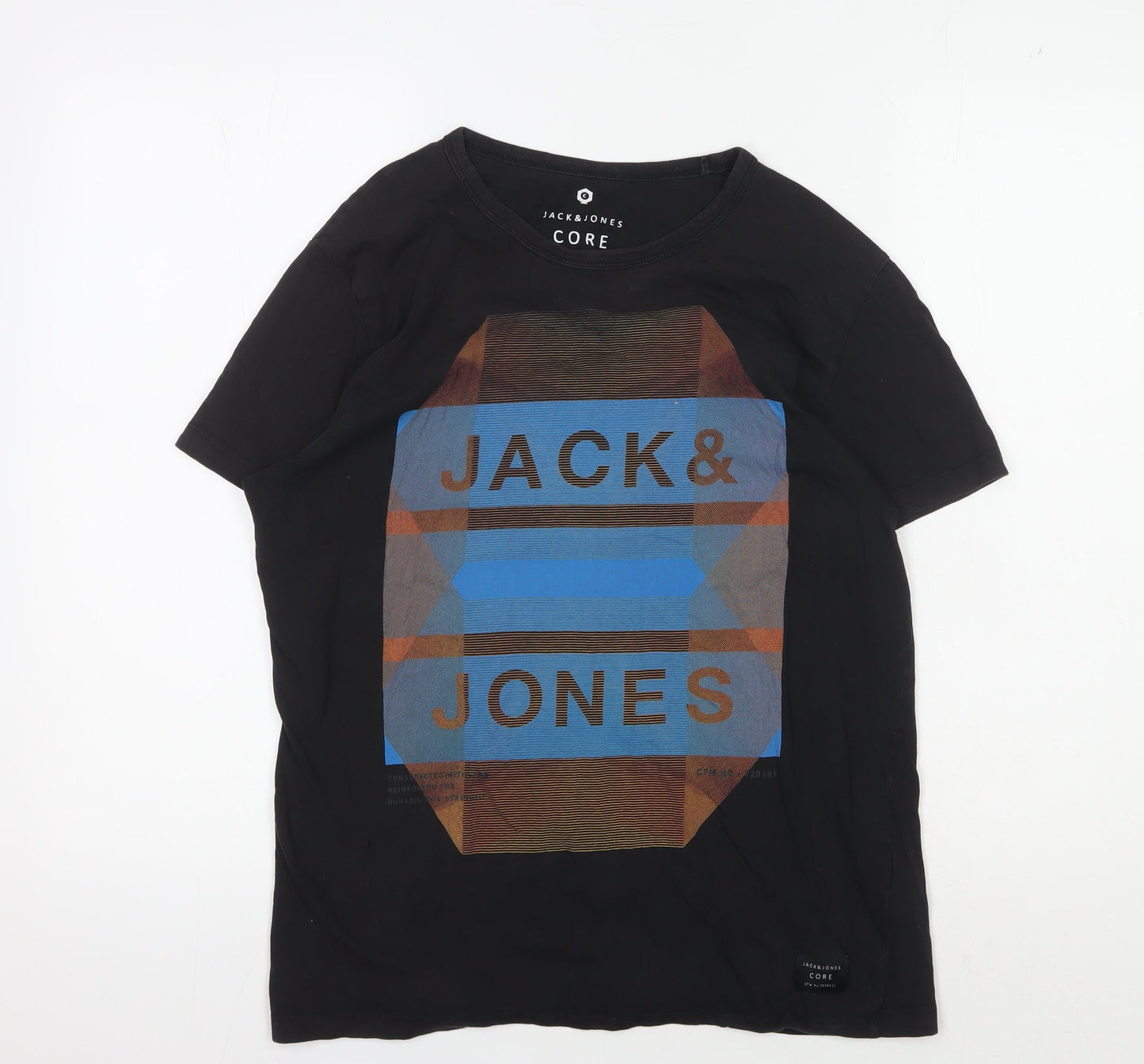 Jack & Jones Men's Black Graphic Print T-Shirt, Medium