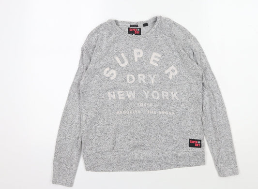 Womens UK XS Regular Superdry Grey Pullover Sweatshirt