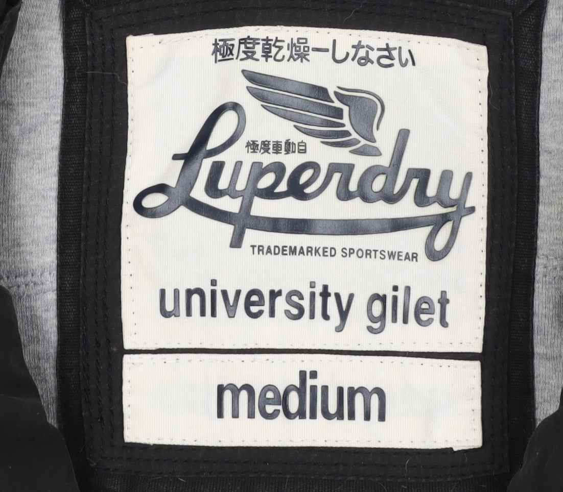 Superdry Women's Black Waistcoat Medium Lined Zip Casual