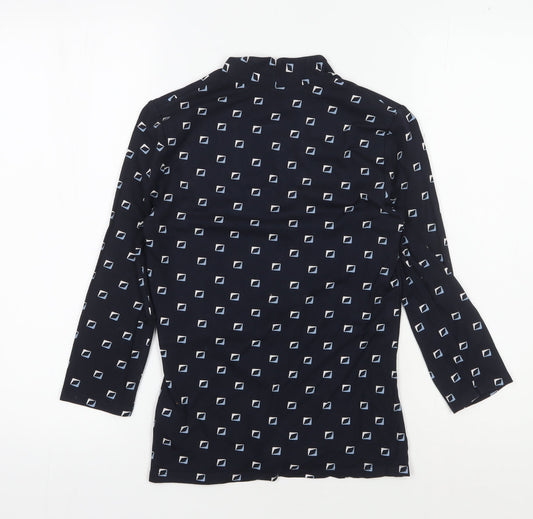 Hobbs Women's Black Geometric XS V-Neck Blouse