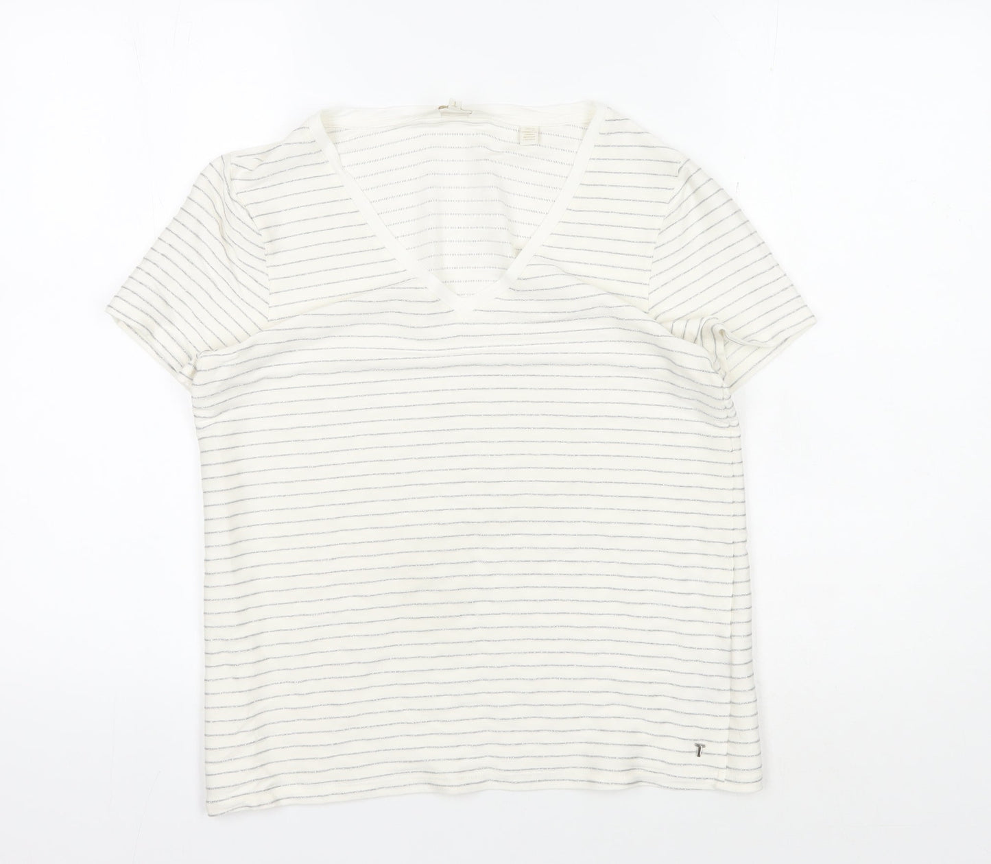 Ted Baker Women's White Striped T-Shirt XS
