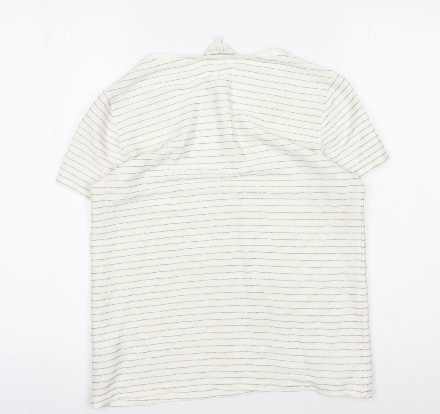 Ted Baker Women's White Striped T-Shirt XS