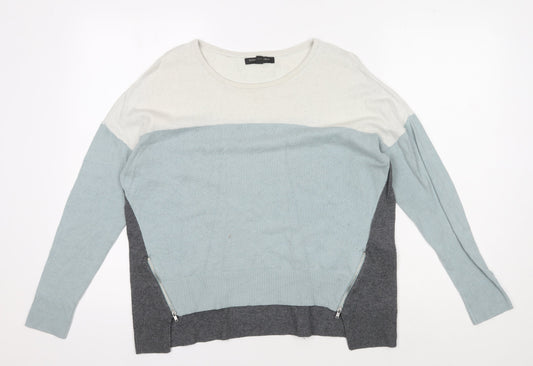Banana Republic Women's Grey/Ivory/Blue Pullover Jumper S Petite