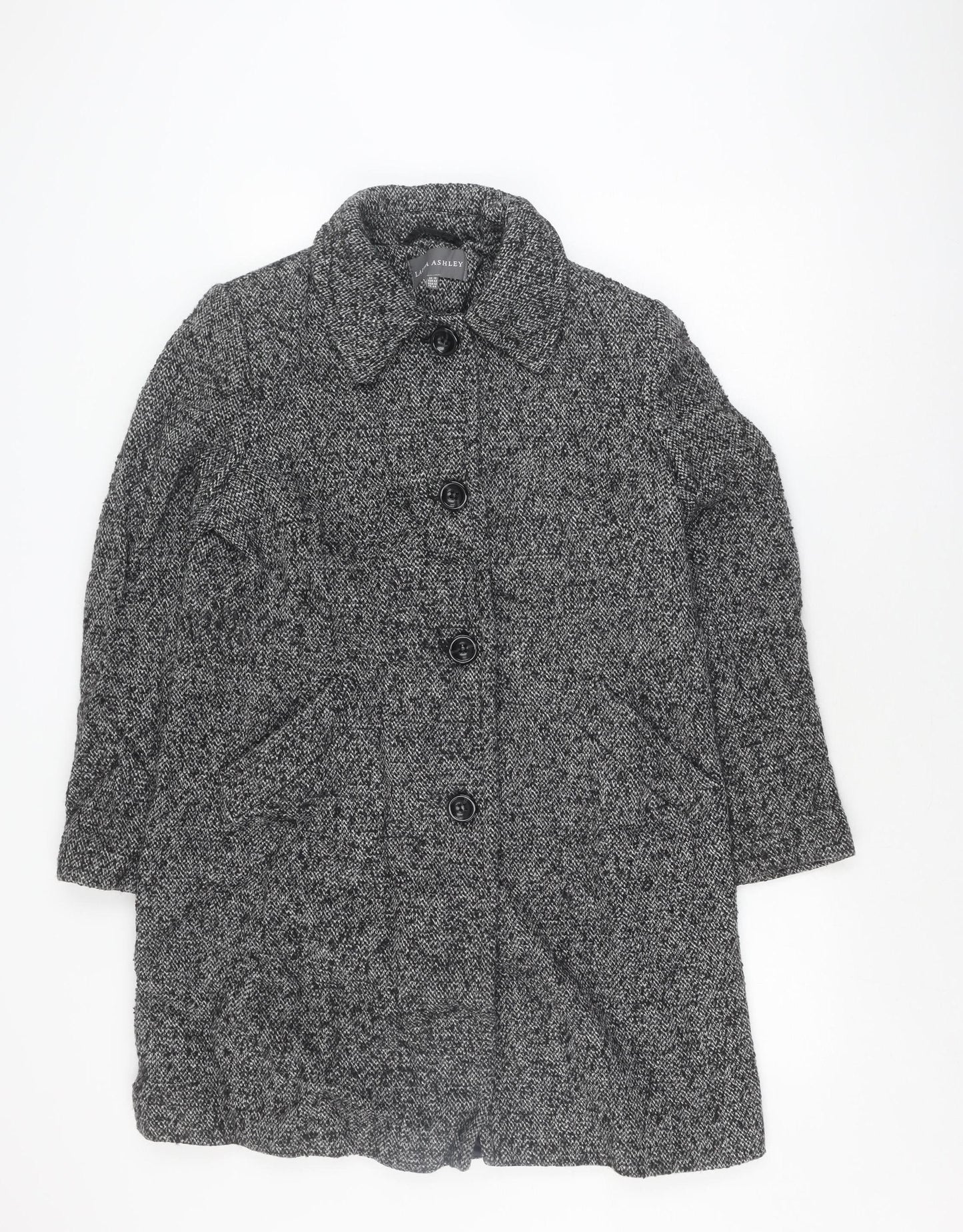 Laura Ashley Women's Black Tweed Pea Coat Size 16