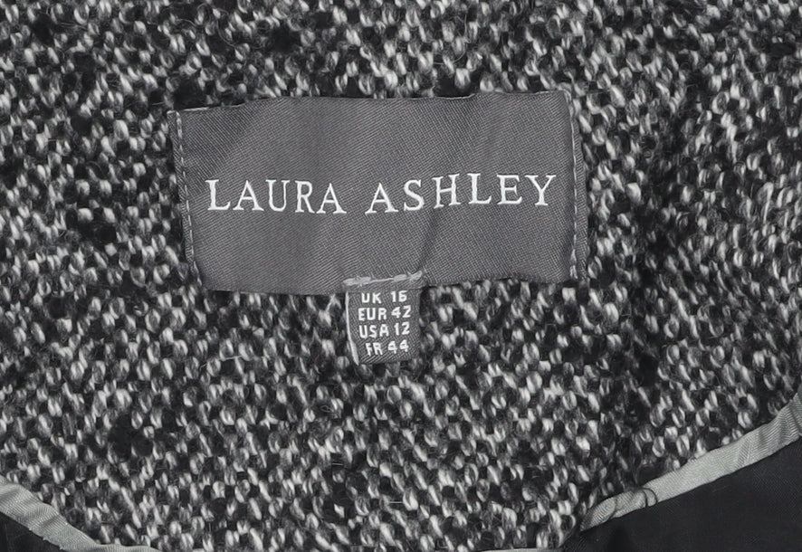Laura Ashley Women's Black Tweed Pea Coat Size 16