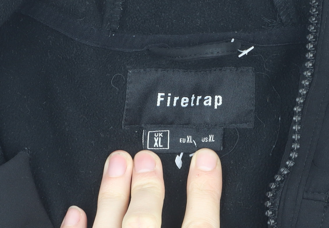 Firetrap Men's Black XL Hooded Jacket with Zips
