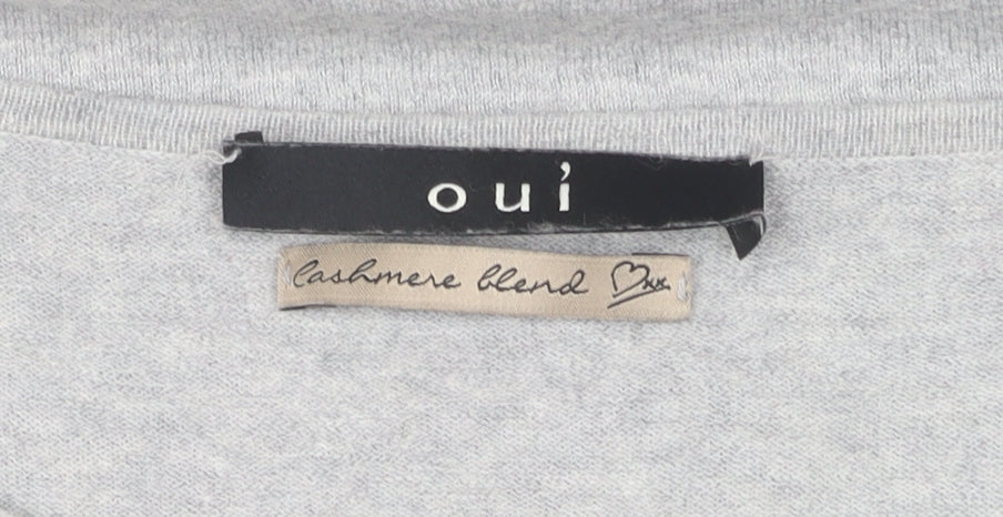 Brand and care label for Oui Women's Grey jumper, size 16