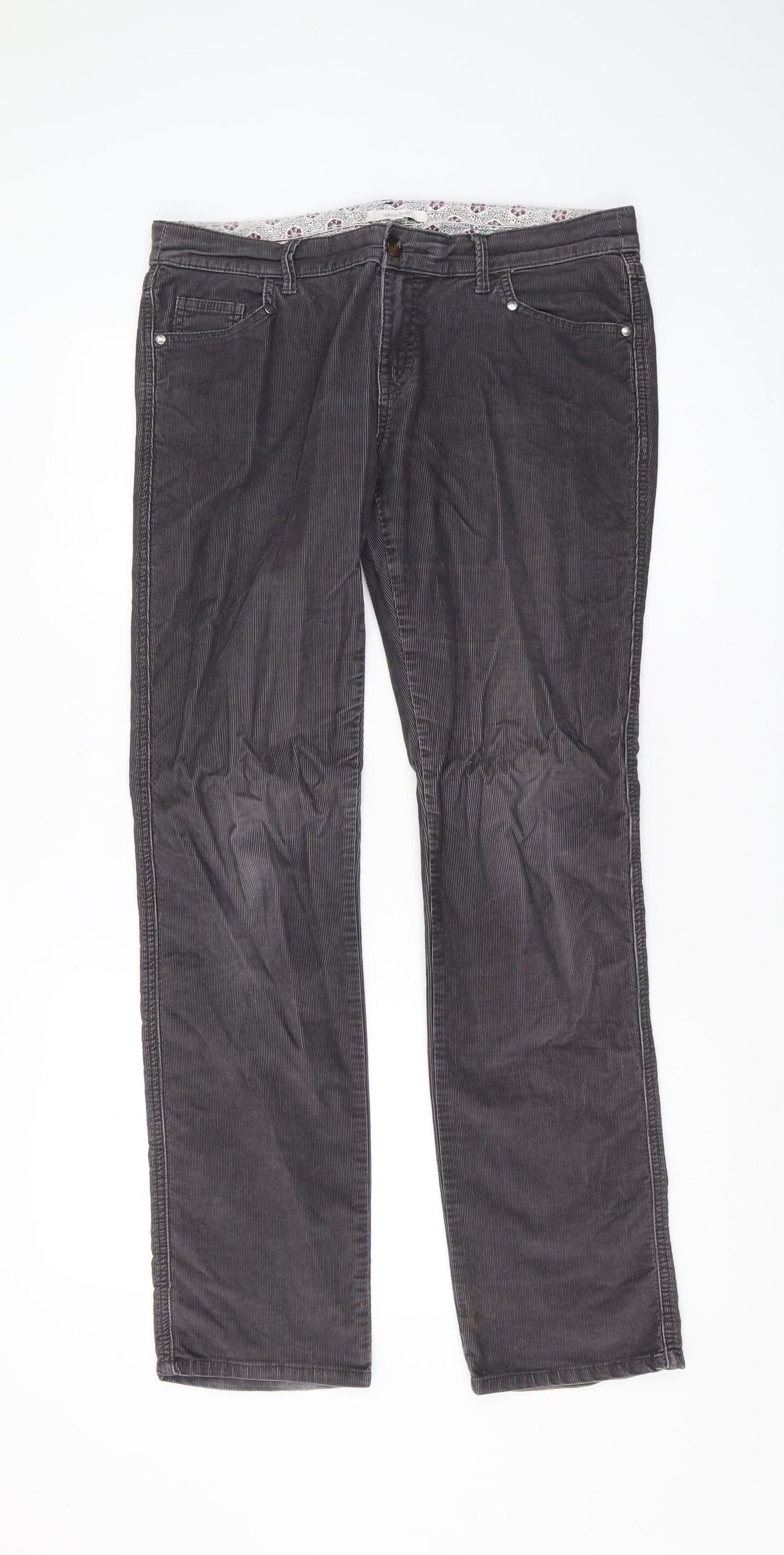 White Stuff Grey Corduroy Chino Trousers, Size 12