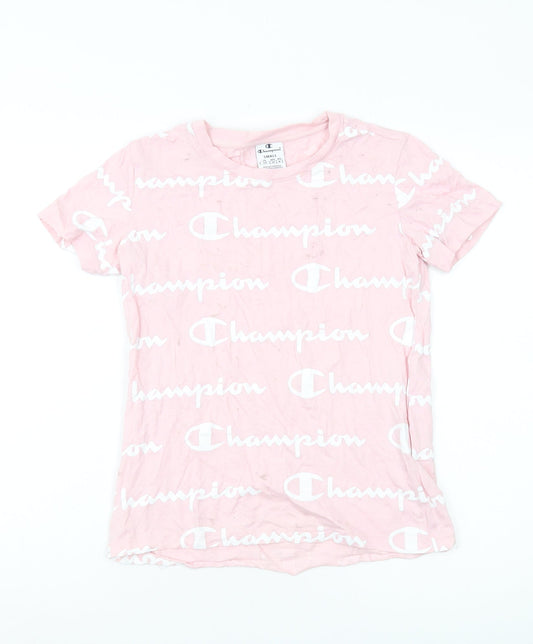 Champion Women's Pink Logo T-Shirt, Size S, Casual Style