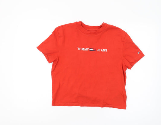 Tommy Jeans Women's Red XS Basic Crew Neck T-Shirt