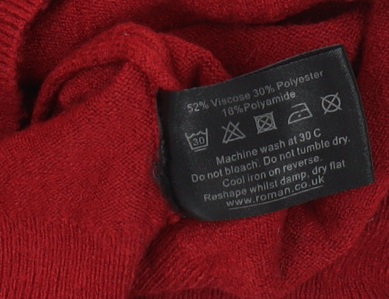 Brand and care label for Roman Women's Red jumper, size 14