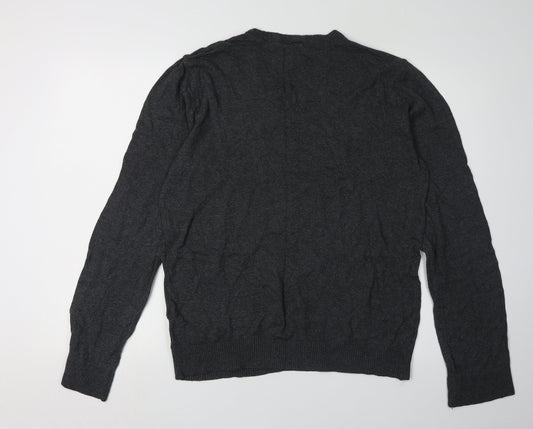 Hollister Men's Black V-Neck Pullover Jumper Size L