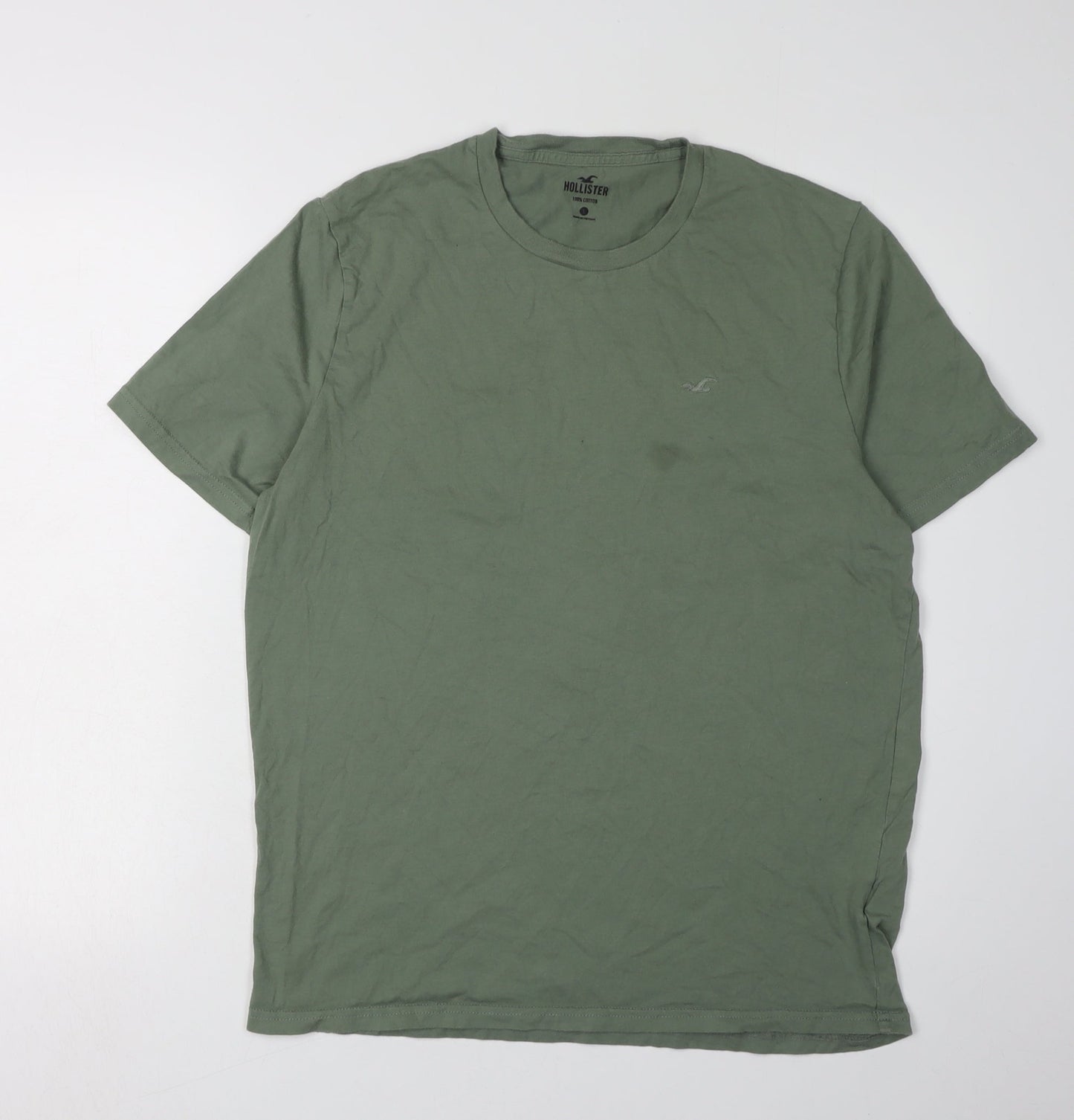 Hollister Men's Green Crew Neck T-Shirt Size L