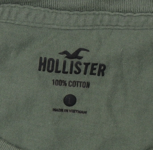 Hollister Men's Green Crew Neck T-Shirt Size L