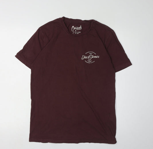 Mens UK Size L JACK & JONES Brown Cotton T-Shirt