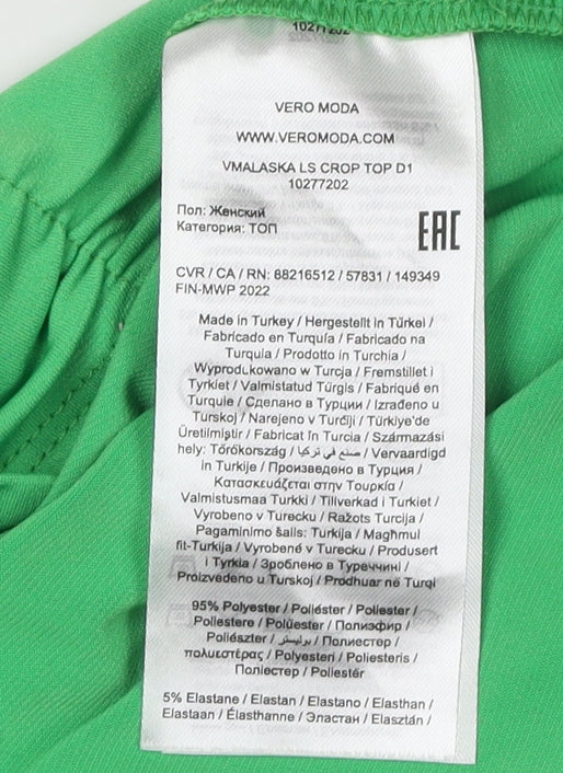 Vero Moda Women's Green Cropped Blouse, M, Elegant Casual