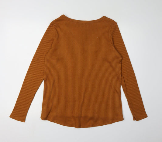 American Eagle Women's Brown V-Neck Knit T-Shirt - M