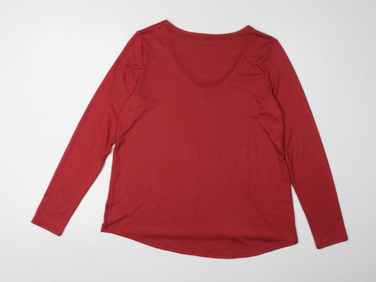 American Eagle Women's Red V-Neck T-Shirt M