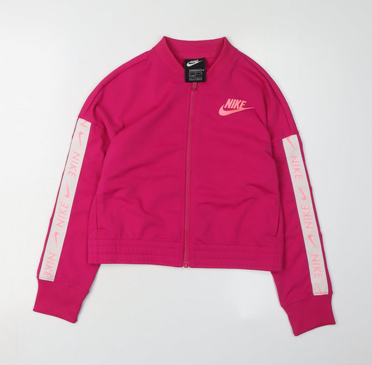 Nike Girls Pink Full Zip Knit Hoodie - Size M