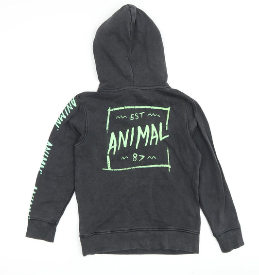 Animal Boys Black Graphic Hoodie 7-8 Years Pullover Style